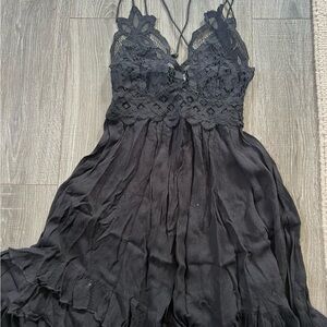 Free People Black Lace Mini Dress